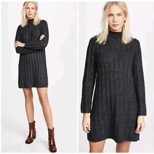 Madewell Donegal Ribbed Mock Neck Sweater Dress Size M Long Sleeve Wool Blend